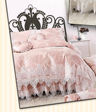 lace bedding Dreamy White Lace Edging Princess Style 4-Piece Cotton Bedding Set/Duvet Cover  vintage bedroom furniture modern victorian bedroom furniture  modern victorian home decor